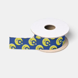 Moon mit Sternen Design blau Satinband