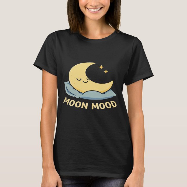 Moon Mood - Niedliches Schlafmoon-Design T-Shirt (Vorderseite)