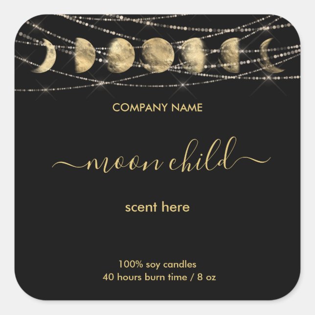Moon Mystic Intension Celestial Jar Label Quadratischer Aufkleber (Vorderseite)