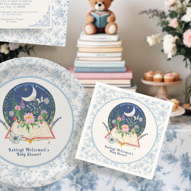 Moon Neues Kapitel beginnt Buch Butterfly Blue Flo Serviette (Von Creator hochgeladen)