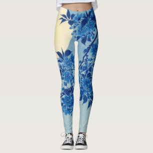 Moon Night Abend Tree Blue Moonlit Leggings