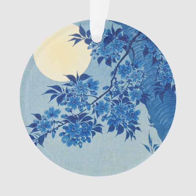 Moon Night Abend Tree Blue Moonlit Ornament (Vorderseite)