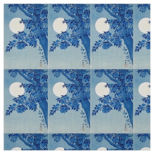 Moon Night Abend Tree Blue Moonlit Stoff (Muster)