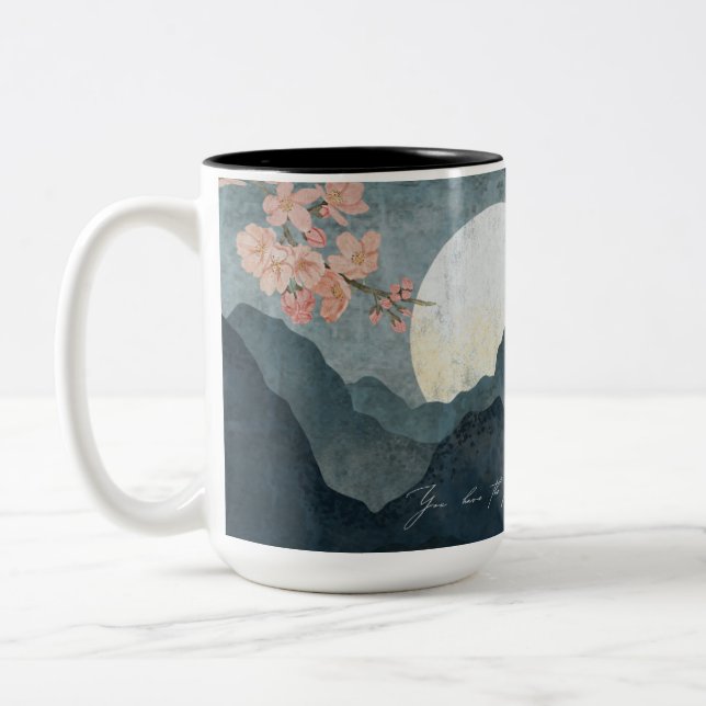 Moon Night Aesthetic White Mug Zweifarbige Tasse (Links)