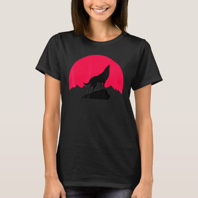 Moon Night Theme Wolf Summer Wolves Grafik T-Shirt (Vorderseite)