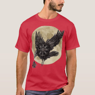 Moon Norse Raven Runes Pagan Viking  T-Shirt