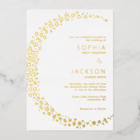 Moon of Stars White Wedding Foil Einladung