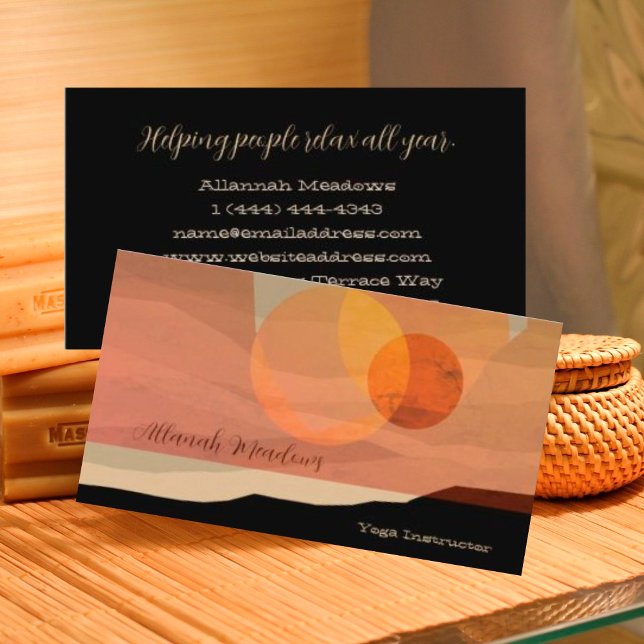Moon on on Lake Meditation Business Card Visitenkarte (Von Creator hochgeladen)