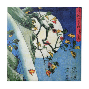 Moon over a Waterfall, Hiroshige, Ukiyo-e Fliese