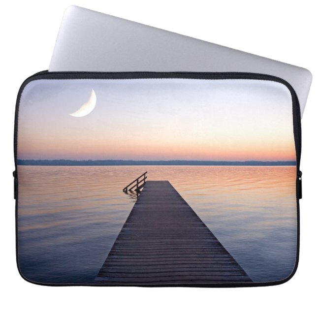 Moon Over Buscharner Footbridge | Starnberg Laptopschutzhülle (Vorderseite)