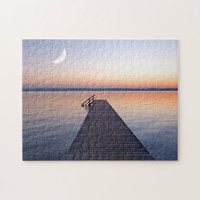 Moon Over Buscharner Footbridge | Starnberg Puzzle (Horizontal)