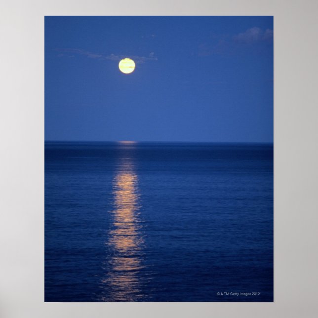 Moon Over Lake at Night Poster (Vorne)
