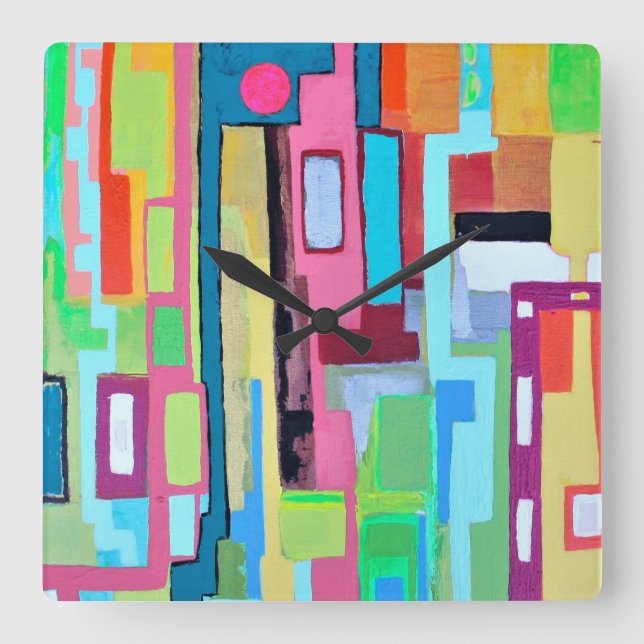 Moon Over Miami Wall Clock Quadratische Wanduhr (Vorderseite)
