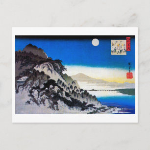 Moon over Mountain Landscape, Hiroshige, Ukiyo-e Postkarte