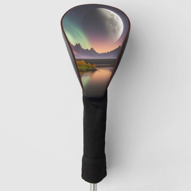 Moon over Mountain Landschaft Golf Headcover (Vorderseite)