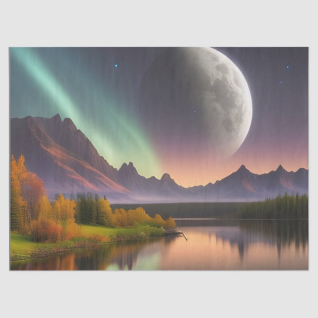 Moon over Mountain Landschaft Seidenpapier (Vorderseite)
