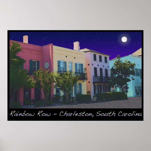 Moon over Rainbow Row Poster (Vorne)