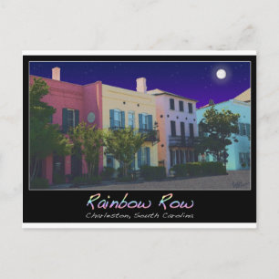 Moon over Rainbow Row Postkarte