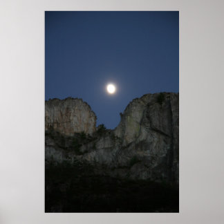 Moon Over Seneca Rock, West Virginia Poster