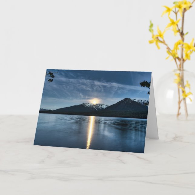Moon Over the Lake Card Karte (Gelbe Blume)