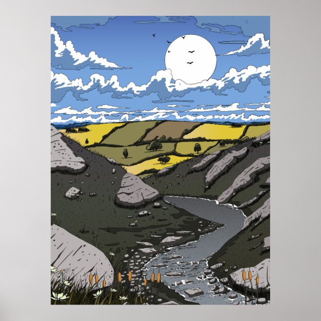 Moon Over The Valley Poster (Vorne)