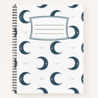 Moon Pattern Spiral Notebook 8.5x11 Notizbuch