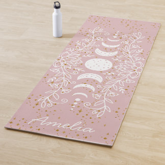 Moon Phase Celestial Stars Lotus Line Zeichnend Yogamatte