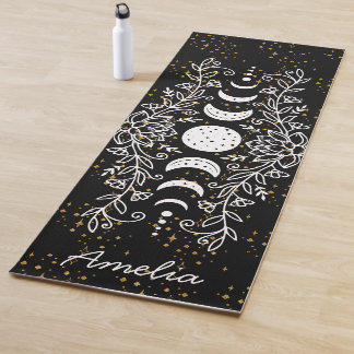 Moon Phase Celestial Stars Lotus Line Zeichnend Yogamatte