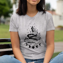 Moon Phase Floral Schlange Starry Schlangen Weg T-Shirt