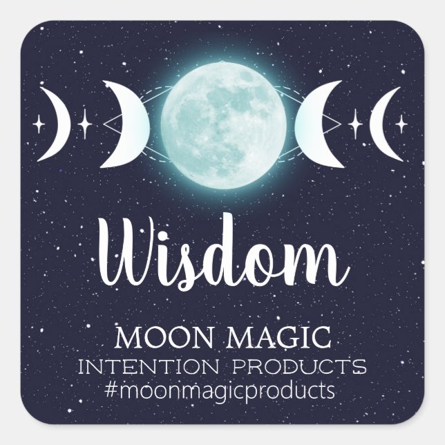 Moon Phase Intention Candle Labels Quadratischer Aufkleber (Vorderseite)
