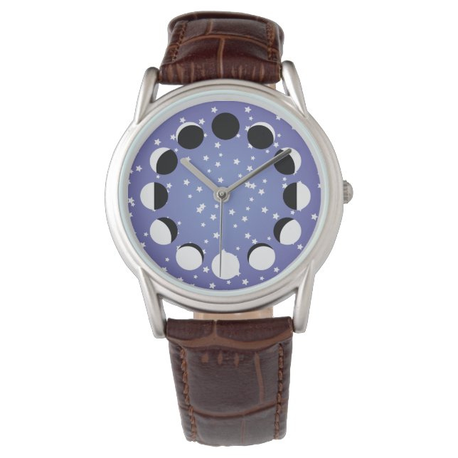 Moon Phase Watch mit Sternen Armbanduhr (Vorderseite)