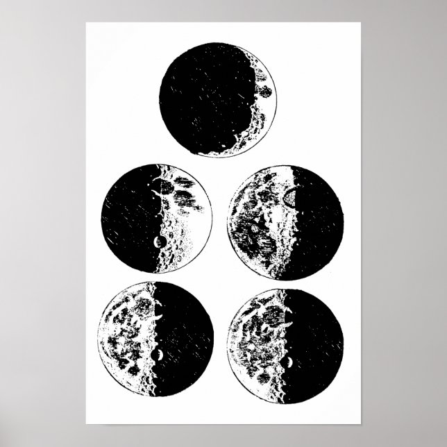Moon Phases Astronomy Space Art Illustrationen Poster (Vorne)