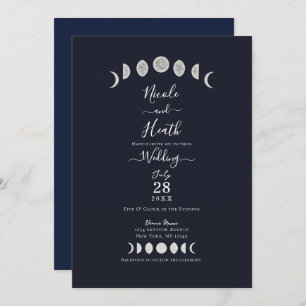 Moon Phases Blue Astrology Celestial Wedding Einladung