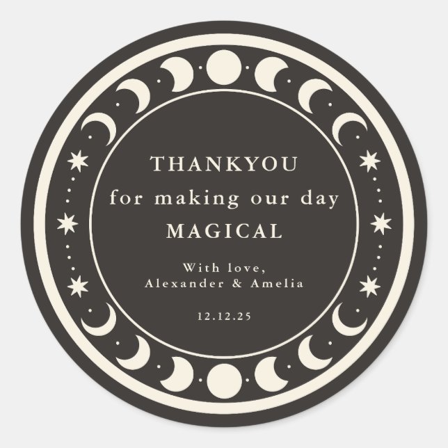 Moon Phases boho himmlische Gastgeschenk Hochzeit  Runder Aufkleber (Vorderseite)