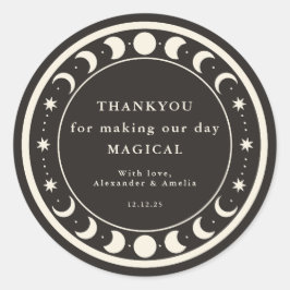 Moon Phases boho himmlische Gastgeschenk Hochzeit  Runder Aufkleber