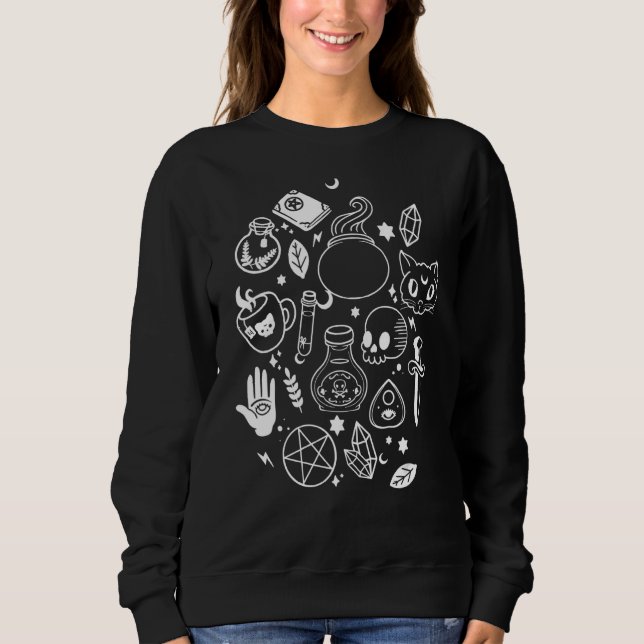 Moon Phases Cat Pagan Hexe Wicca Wicca Sweatshirt (Vorderseite)