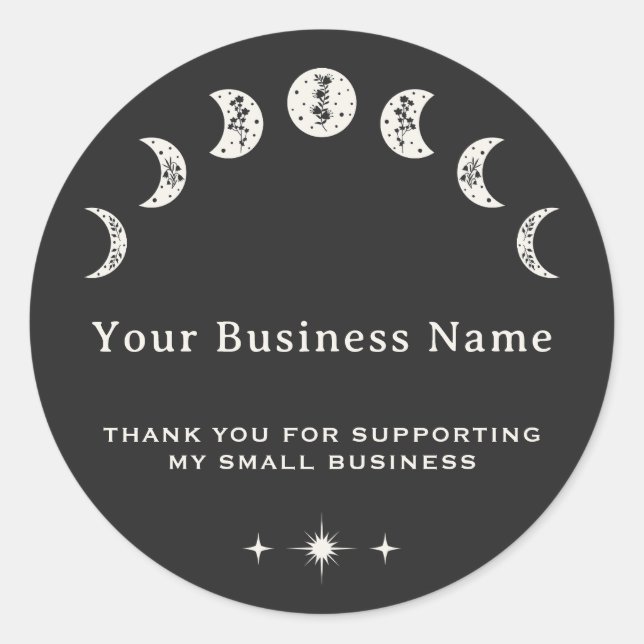 Moon Phases Celestial Thank You Small Business Runder Aufkleber (Vorderseite)