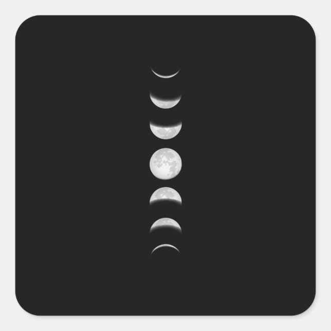 Moon Phases Cool Astronomie Quadratischer Aufkleber (Vorderseite)