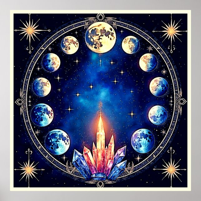 Moon Phases Crystal Cosmos Poster (Vorne)