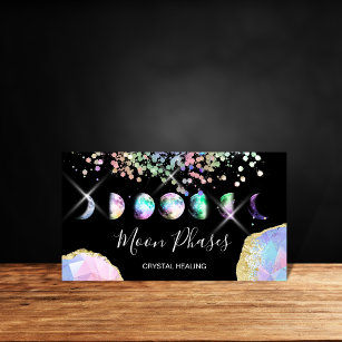 Moon Phases Crystal Gem Healing Holograph Business Visitenkarte