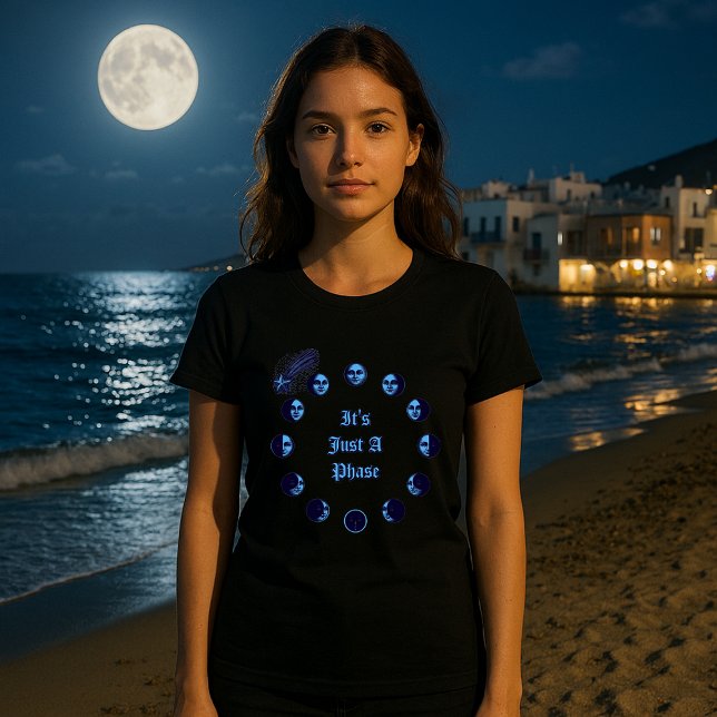 Moon Phases Faces Waxing Gibbous Waning Crescent T-Shirt (Von Creator hochgeladen)