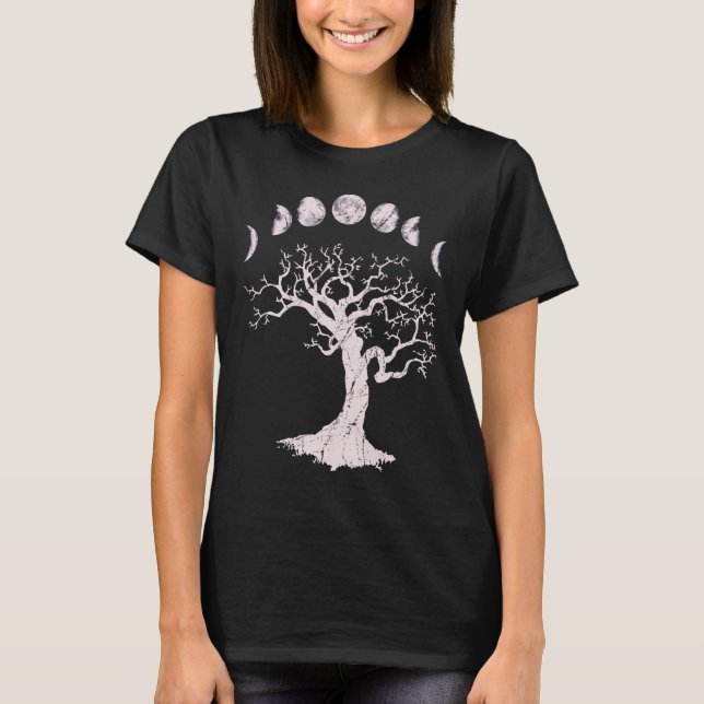 Moon Phases Gothic Tree T-Shirt (Vorderseite)