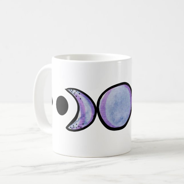 Moon Phases MoonChild Art lila Kaffeetasse (Vorderseite Links)