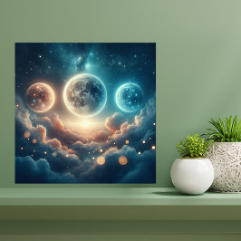 Moon Phases Over Clouds Leinwanddruck