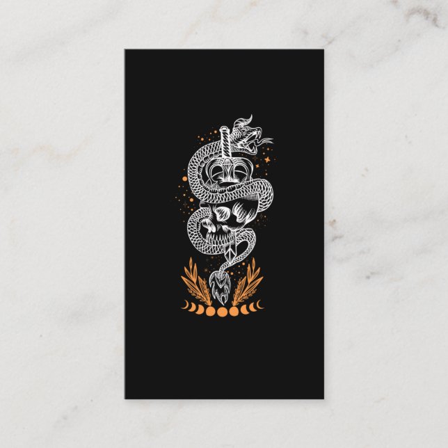 Moon Phases Schlange Schädelschwert Okkult Visitenkarte (Vorderseite)