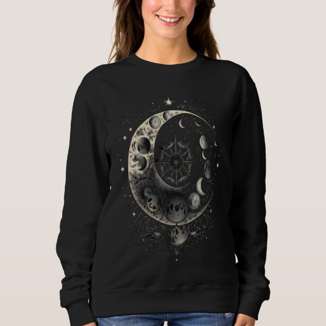Moon Phases Space Lunar Cycles Astronomy Sweatshirt (Vorderseite)