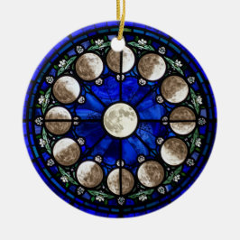 Moon Phases Stained Glass Circle Keramik Ornament
