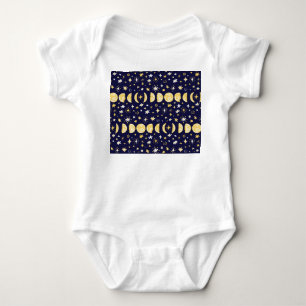 Moon Phases Stars Vintager Hintergrund Baby Strampler