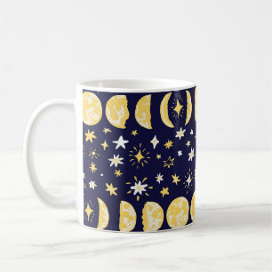 Moon Phases Stars Vintager Hintergrund Kaffeetasse