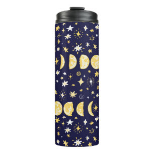Moon Phases Stars Vintager Hintergrund Thermosbecher
